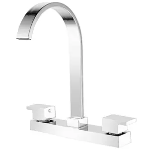 Brass kitchen faucet‚ plastic chrome cover‚ zinc handle‚ brass half turn‚ S/S spout. plastic nut