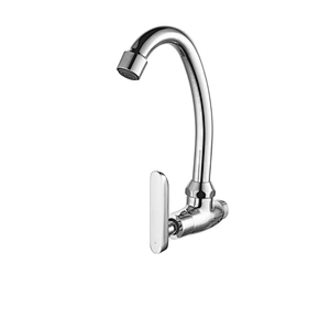Brass wall kitchen tap‚ brass full turn head valve‚ 445#zinc handle‚ S/S spout
