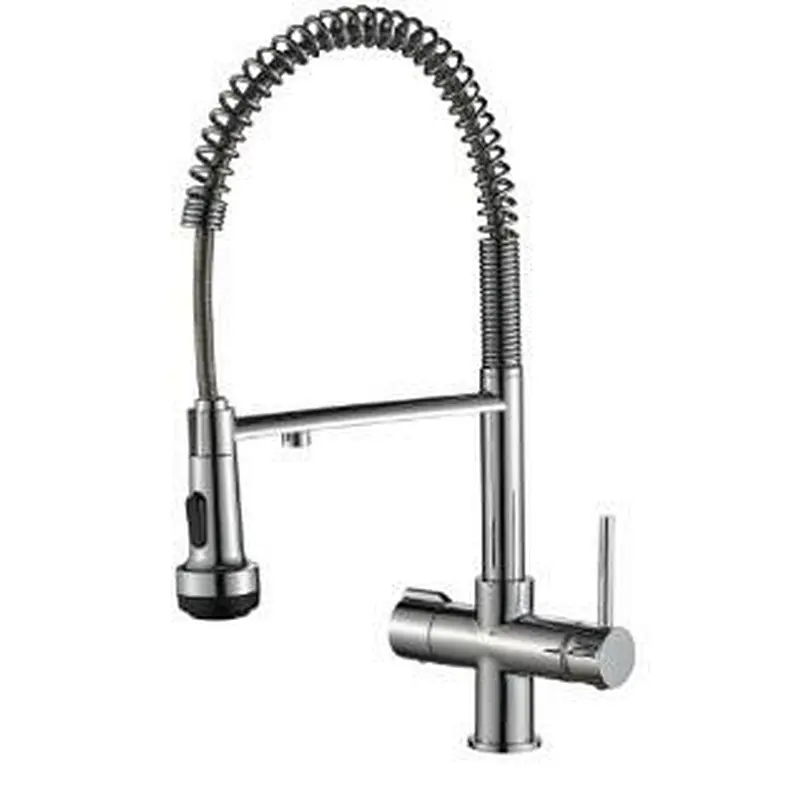 Brass kitchen mixer‚ 35mm normal cartridge+ brass half turn head valve‚ S/S spout‚ 1/2*45CM s/s hose+25cm S/S hose