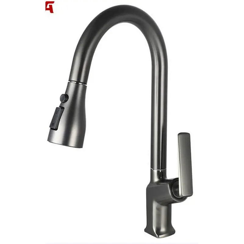 Brass sink kitchen mixer‚ zinc handle‚ Normal cartridge‚ plastic shower head‚ 3/8*35 CM s/s hose
