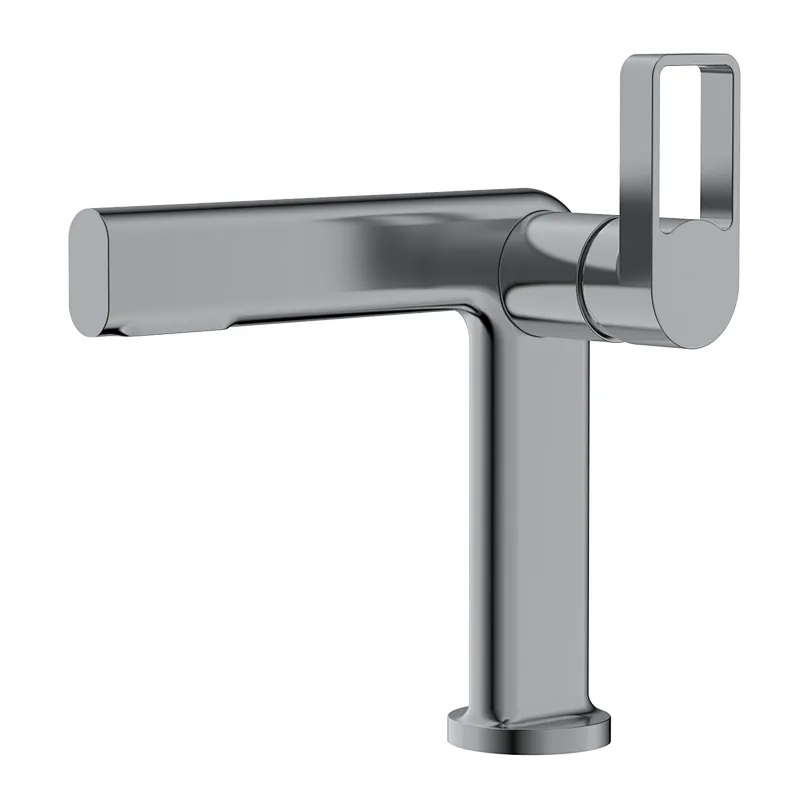 Brass Basin mixer（black),wanhai cartridge,zinc handle,w/o pop up,3/8*35CM S/S hose