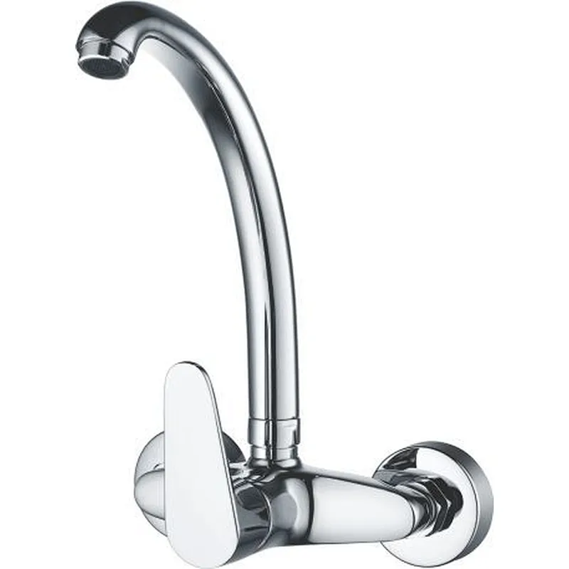 Brass wall kitchen mixer‚wanhai cartridge‚ zinc handle‚S1# S/S spout‚ 65g Brass Excentric+ S/S cover