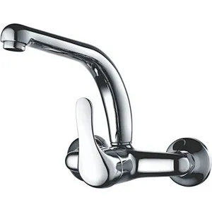 Brass wall kitchen mixer‚normal cartridge‚ zinc handle‚brass casting spout‚brass inside nut+outside nut‚304# S/S Excentric 48g+cover