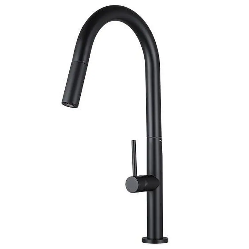Brass pull-out kitchen mixer
Normal cartridge‚   zinc handle‚
zinc spout+plastic sprinkler head+ 1.5M S/S pull out hose‚3/8*40CM S/S hose