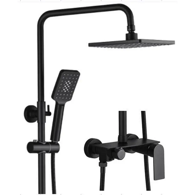 Shower sets‚ brass body‚ wanhai cartridge‚ zinc handle‚ S/S pipe+ABS Top rain shower+plastic hand shower‚ 1.5M S/S doulbe chrome hose‚S/S  nut‚ 304# S/S Excentric 48g+ 201 S/S flange