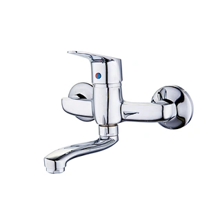 Brass wall kitchen mixer‚wanhai cartridge‚ zinc handle‚S/S spout‚ 304# S/S Excentric 48g+ S/S cover