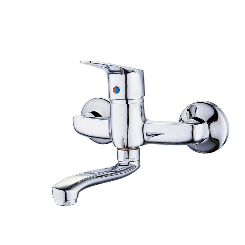 Brass wall kitchen mixer‚wanhai cartridge‚ zinc handle‚S/S spout‚ 304# S/S Excentric 48g+ S/S cover