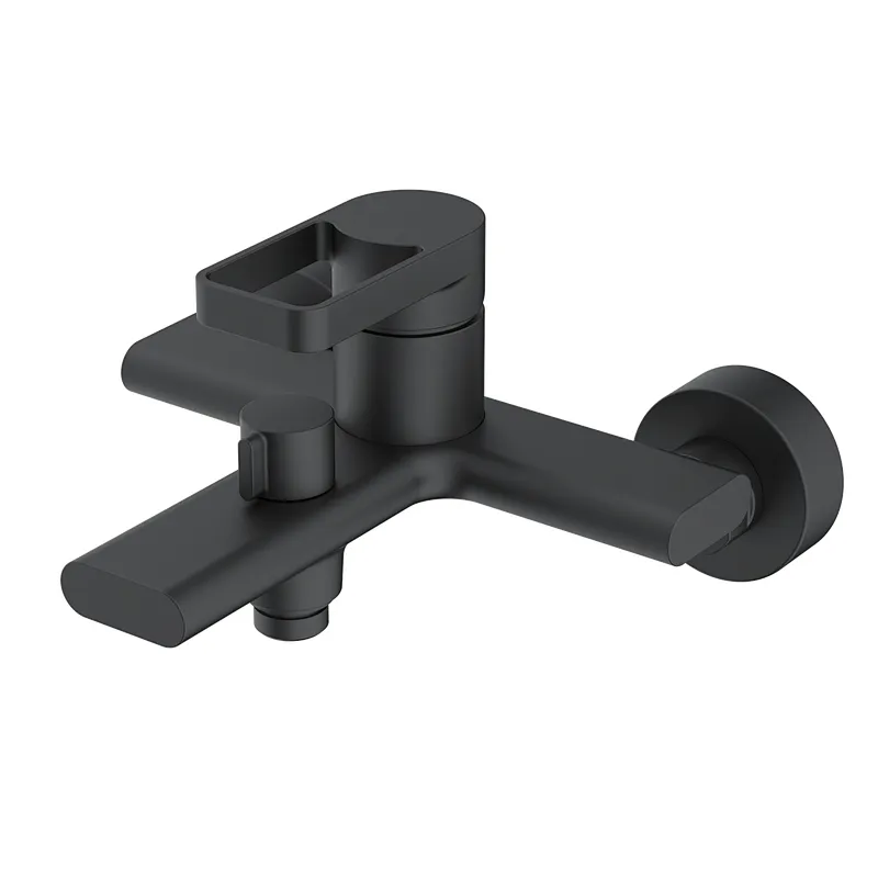 Copper bathtub faucet (black), no hose nozzle, Wanhai valve core, 304ss+201ss, 304ss bent joint