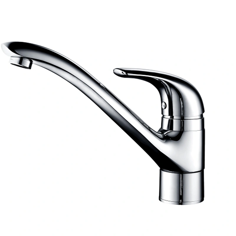 Brass sink kitchen mixer, zinc handle, wanhai cartridge, brass casting spout, 3/8*35CM s/s hose