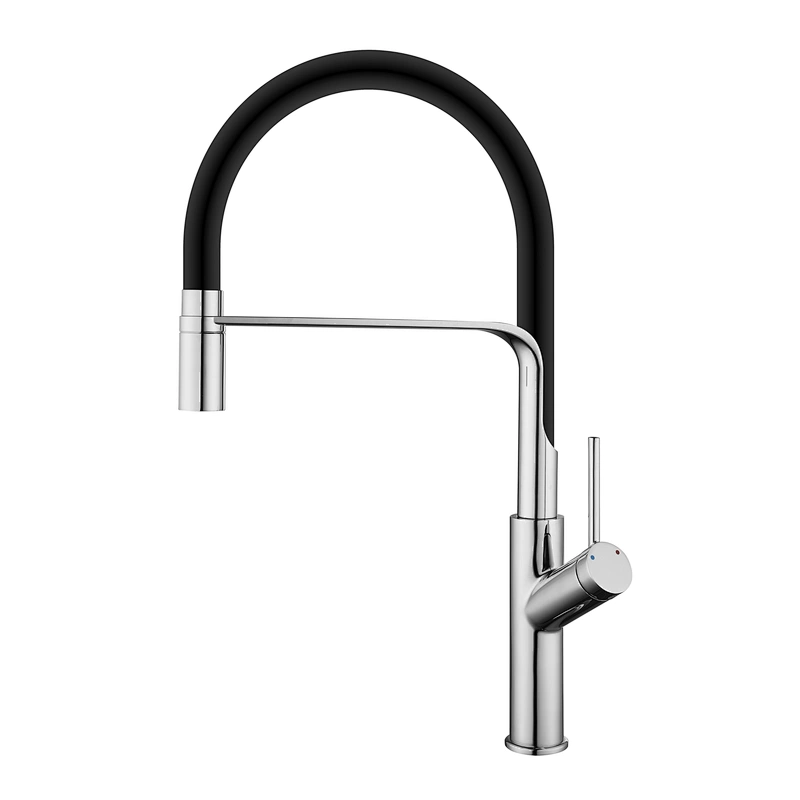 Brass kitchen mixer‚ wanhai cartridge‚zinc handle‚360° black rotating silicone tube+brass nozzle
3/8*40CM S/S hose