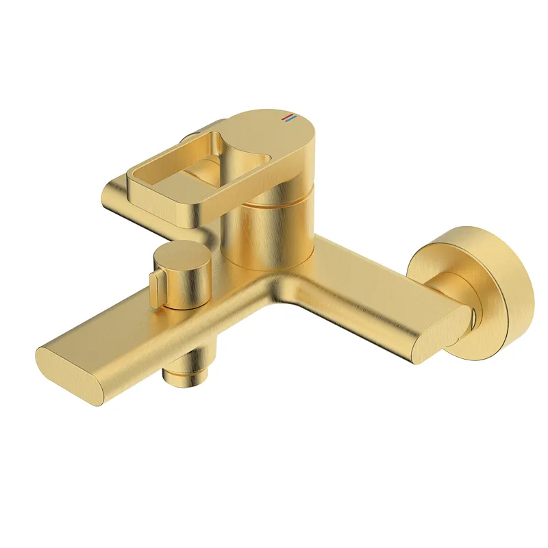 Copper bathtub faucet (brushed gold), no hose nozzle, Wanhai valve core, 304ss+201ss, 304ss bent joint
