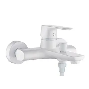 Brass bath mixer (white)‚wanhai cartridge‚ zinc handle‚w/o shower and hose‚ 65g Brass Excentric+ S/S cover