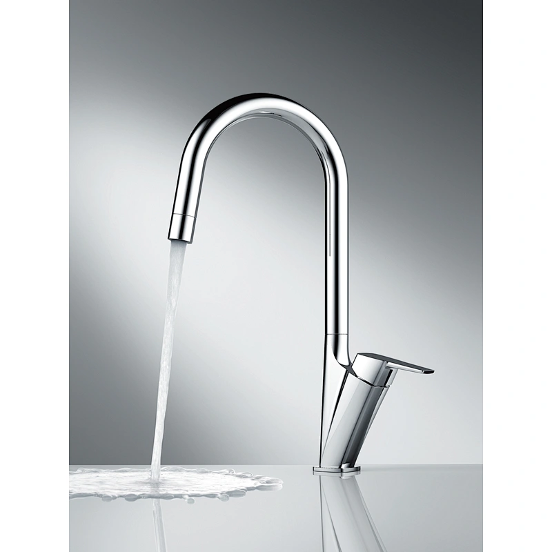 Brass kitchen mixer,wanhai cartridge,zinc handle, brass spout,3/8*35CM S/S hose