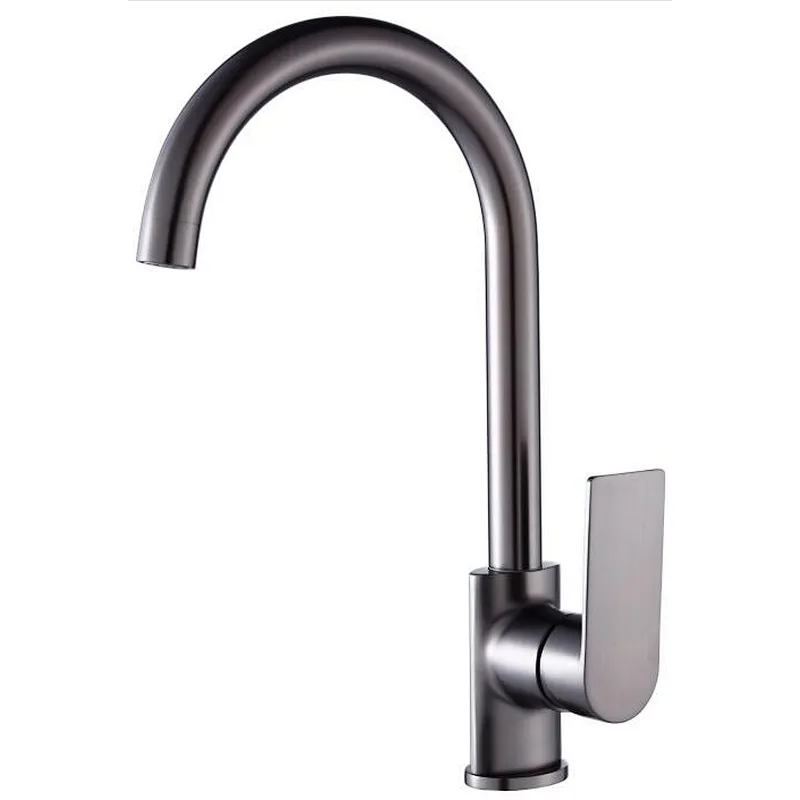 Brass kitchen mixer （Gun gray), wanhai cartridge, zinc handle,  S/S Spout, 3/8*35CM S/S hose