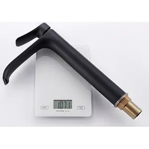 Brass basin mixer (black), 30mm wanhai cartridge, without pop up, 3/8*35CM s/s hose