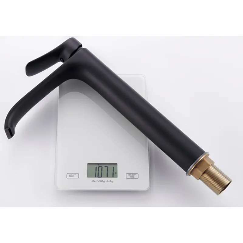 Brass basin mixer (black), 30mm wanhai cartridge, without pop up, 3/8*35CM s/s hose