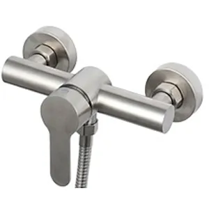 304# Stainless steel shower mixer (Drawing finish), normal cartridge,   w/o shower and hose, 304# S/S Excentric+ S/S cover