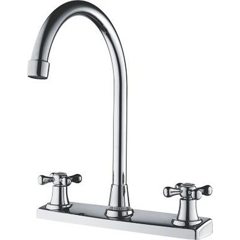 Brass kitchen faucet‚ S/S chrome cover‚ zinc handle‚ brass half turn‚ S/S spout. plastic nut
