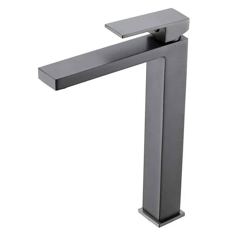 Brass Basin mixer（Gun gray)‚                 wanhai cartridge‚                 zinc handle‚                            w/o pop up‚                        3/8*35CM S/S hose