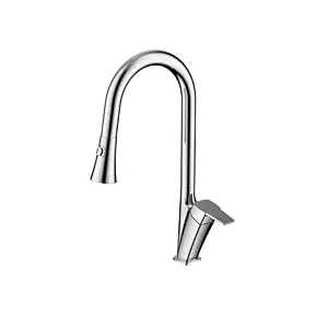 Brass pull-out kitchen mixer‚wanhai cartridge‚   zinc handle‚S/S spout+two function sprinkler head+ 1.5M Nylon pull out hose‚ 3/8*40CM S/S hose