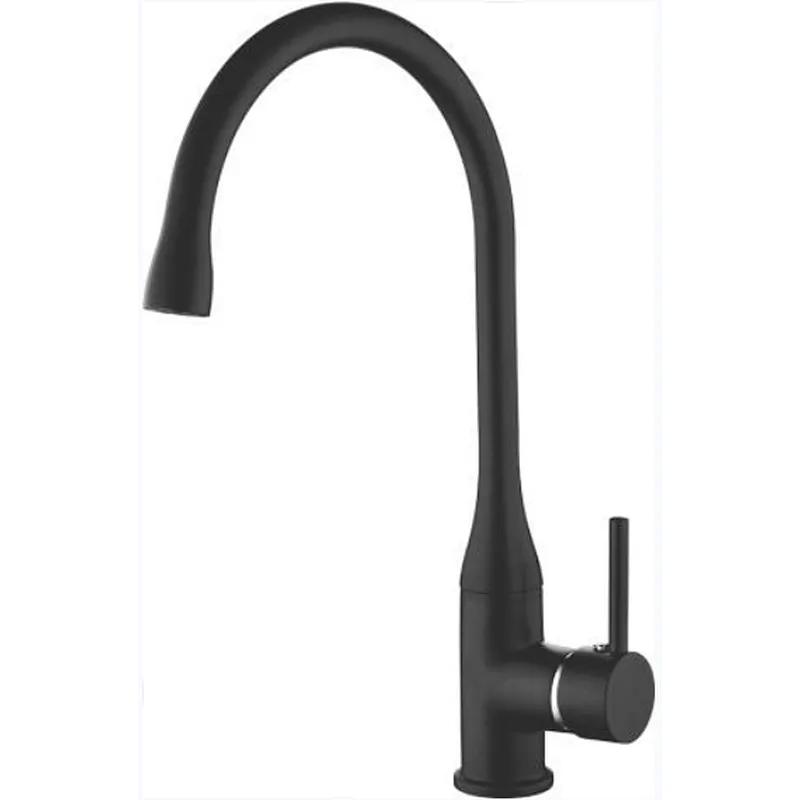 Brass sink kitchen mixer（black), zinc handle, wanhai cartridge, brass spout, 3/8*35CM s/s hose