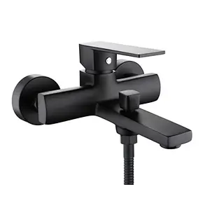 Brass bath mixer（black)‚wanhai cartridge‚ zinc handle‚w/o shower and hose‚ ‚65g Brass Excentric 48g+cover