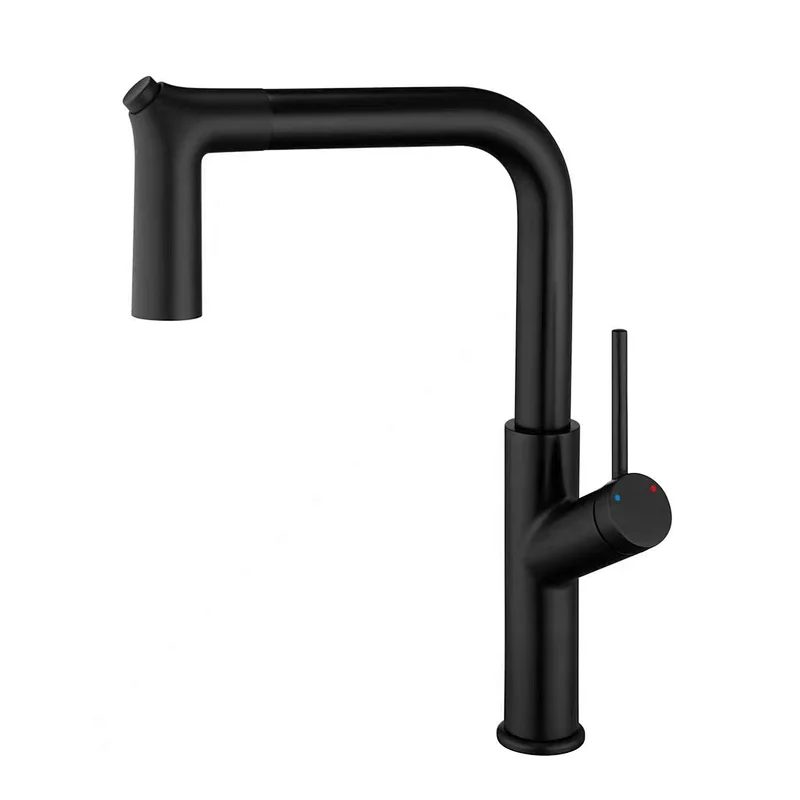 Brass pull-out kitchen mixer（black)
wanhai cartridge‚   zinc handle‚
S/S spout+two function sprinkler head+ 1.8M Nylon pull out hose
3/8*40CM S/S hose