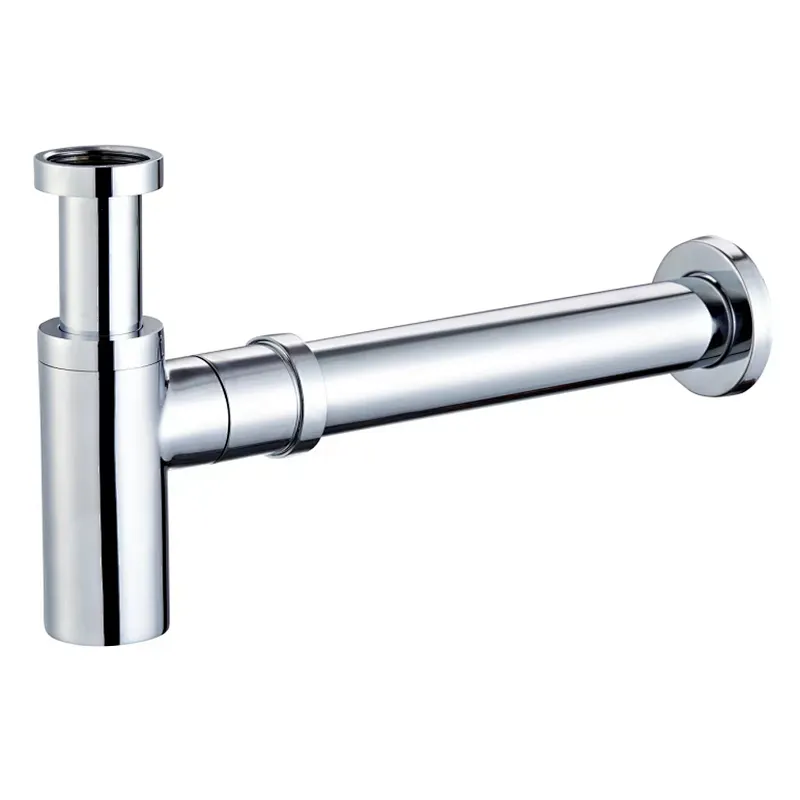 Brass round chrome bottle trap,S/S coupling pipe