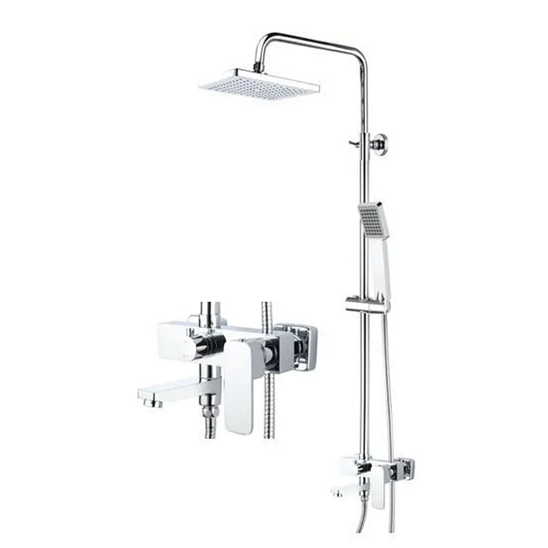 Shower sets‚ brass body‚ wanhai cartridge‚ zinc handle‚ S/S pipe+ABS Top rain shower+plastic hand shower‚ 1.5M S/S doulbe chrome hose‚65g Brass Excentric+ S/S cover