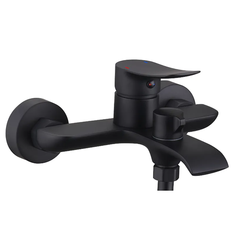 Brass bath mixer (black),wanhai cartridge, zinc handle,w/o shower and hose, S/S inside nut + S/S outside nut, 304# S/S Excentric+ S/S cover