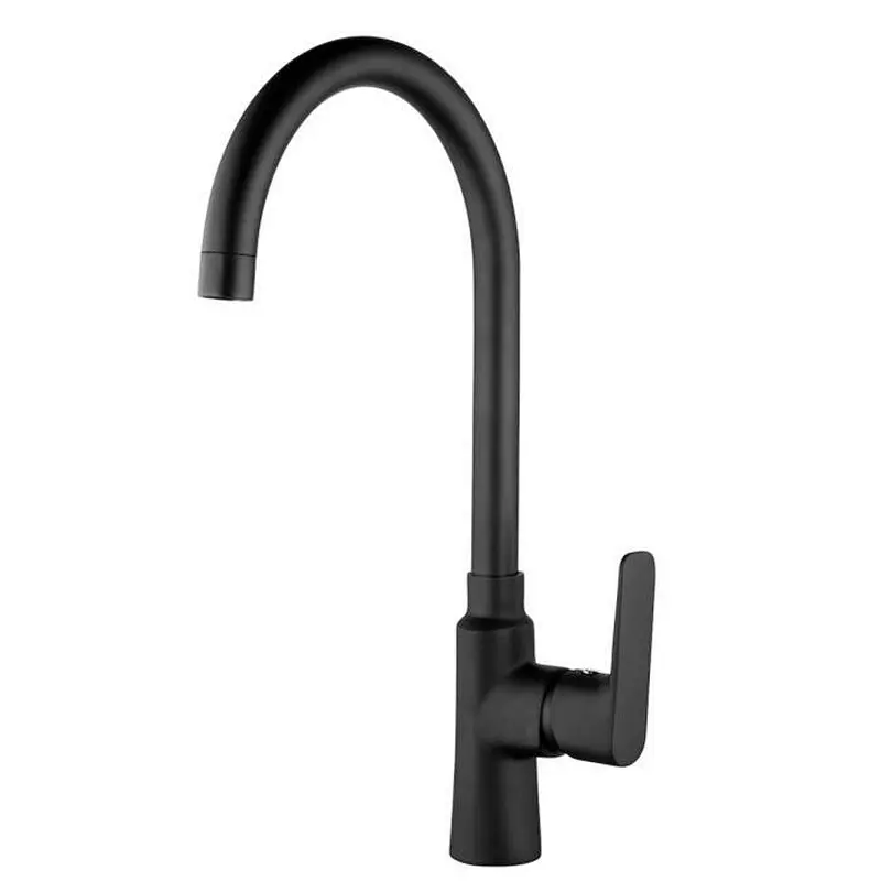Brass Kitchen mixer (black)‚ wanhai cartridge‚zinc handle‚brass spout‚3/8*35CM S/S hose