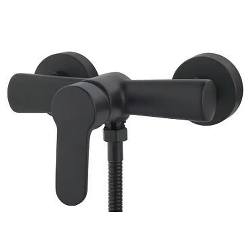 Brass shower mixer（black）‚wanhai cartridge‚ zinc handle‚w/o shower and hose‚ 65g Brass Excentric+ S/S cover