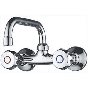 Brass wall kitchen mixer‚ brass head valve‚ GS zinc handle‚ S/S spout‚ S/S inside nut +s/s outside nut‚ 304# S/S Excentric 48g+ 201 S/S cover