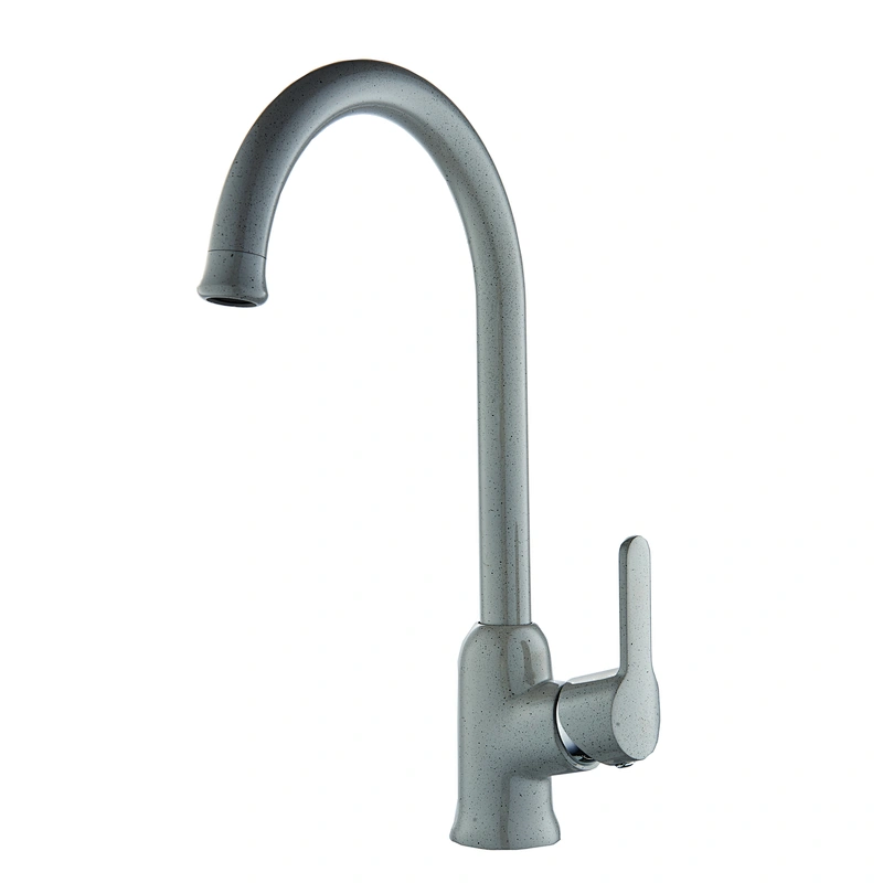 Brass Kitchen mixer（Gray)‚ wanhai cartridge‚zinc handle‚brass spout‚3/8*35CM S/S hose