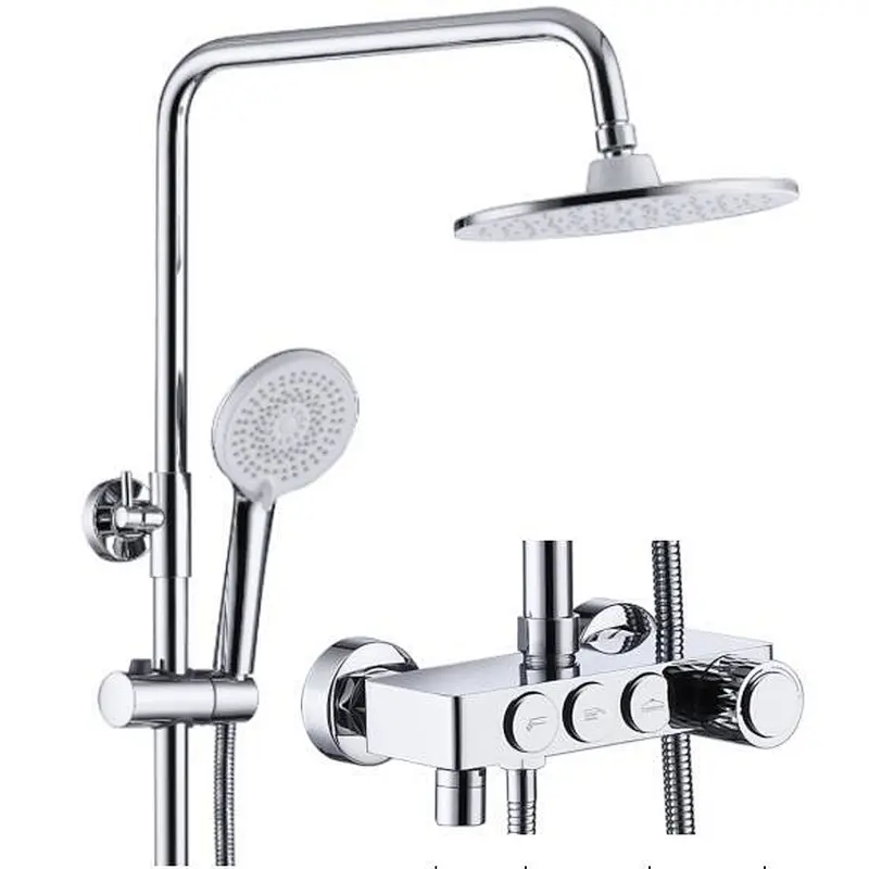 Shower sets‚ brass body‚ wanhai cartridge‚ zinc handle‚ S/S pipe+ABS Top rain shower+plastic hand shower‚ 1.5M S/S doulbe chrome hose‚S/S  nut‚ 304# S/S Excentric 48g+ 201 S/S flange