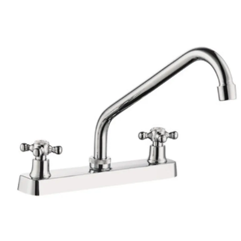 Brass kitchen faucet‚ S/S chrome cover‚ zinc handle‚ brass half turn‚ S/S spout. plastic nut