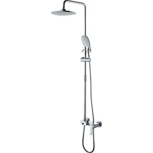 Shower sets‚ brass body‚ wanhai cartridge‚ zinc handle‚ S/S pipe+ABS Top rain shower+plastic hand shower‚ 1.5M S/S doulbe chrome hose‚65g Brass Excentric+ S/S cover