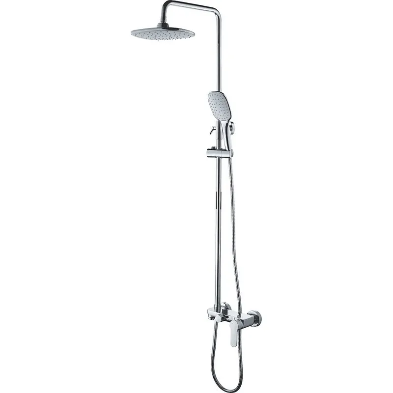 Shower sets‚ brass body‚ wanhai cartridge‚ zinc handle‚ S/S pipe+ABS Top rain shower+plastic hand shower‚ 1.5M S/S doulbe chrome hose‚65g Brass Excentric+ S/S cover