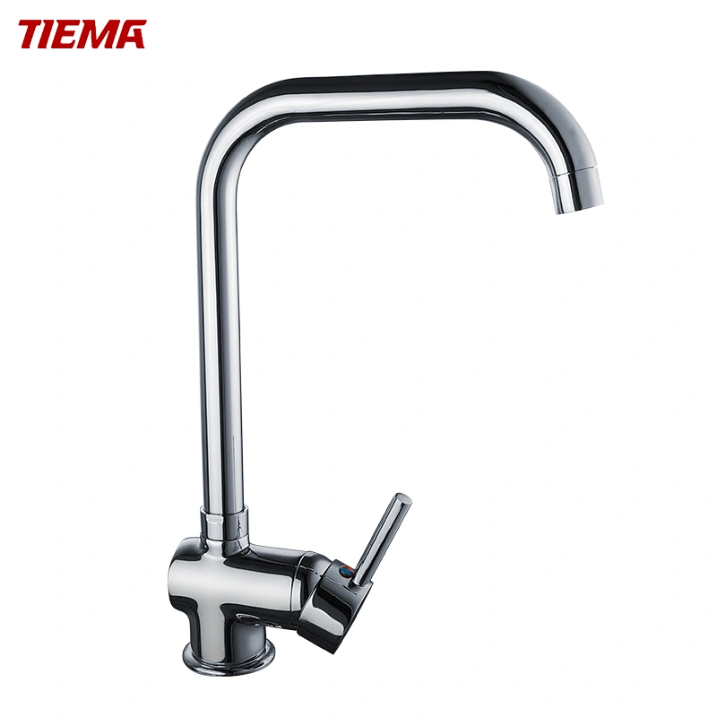 Brass sink kitchen mixer‚ zinc handle‚ wanhai cartridge‚ brass spout‚ 3/8*35CM s/s hose