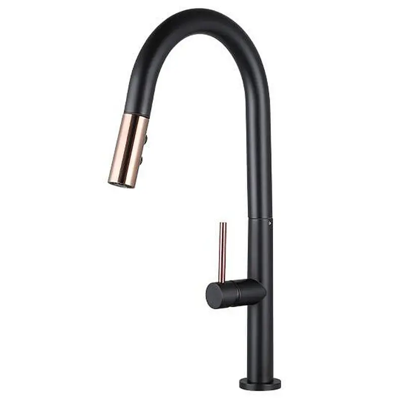 Brass pull-out kitchen mixer
Normal cartridge‚   zinc handle‚
zinc spout+plastic sprinkler head+ 1.5M S/S pull out hose‚3/8*40CM S/S hose