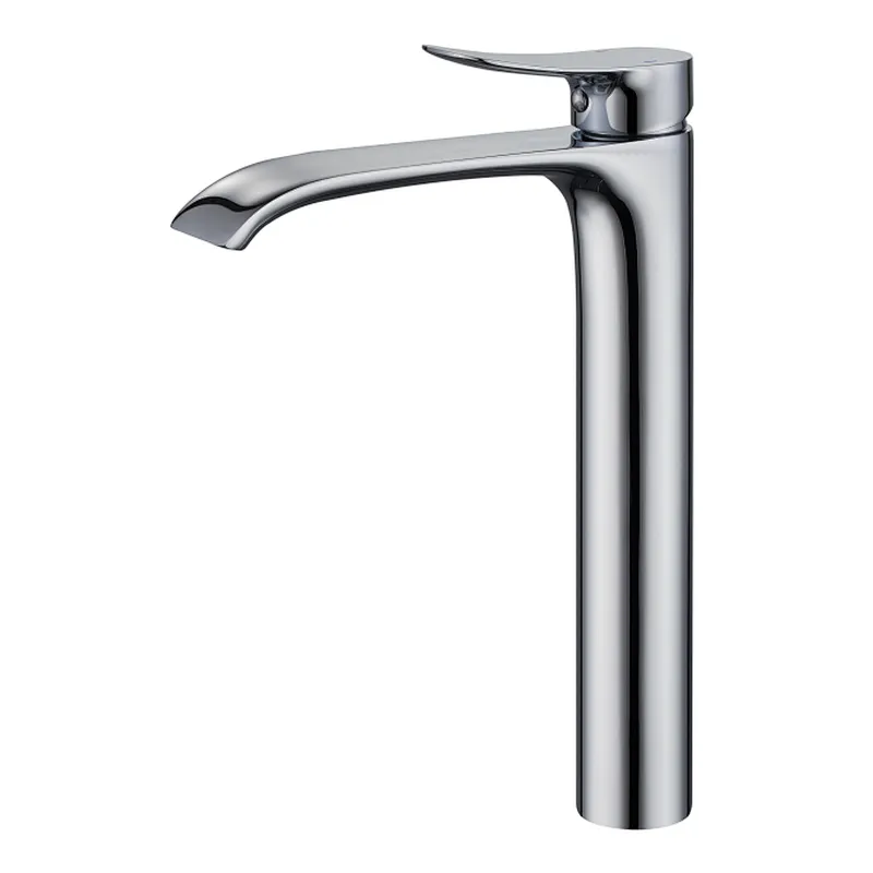 Rubinetto per lavabo a cascata alto in ottone nero con montaggio su ponte