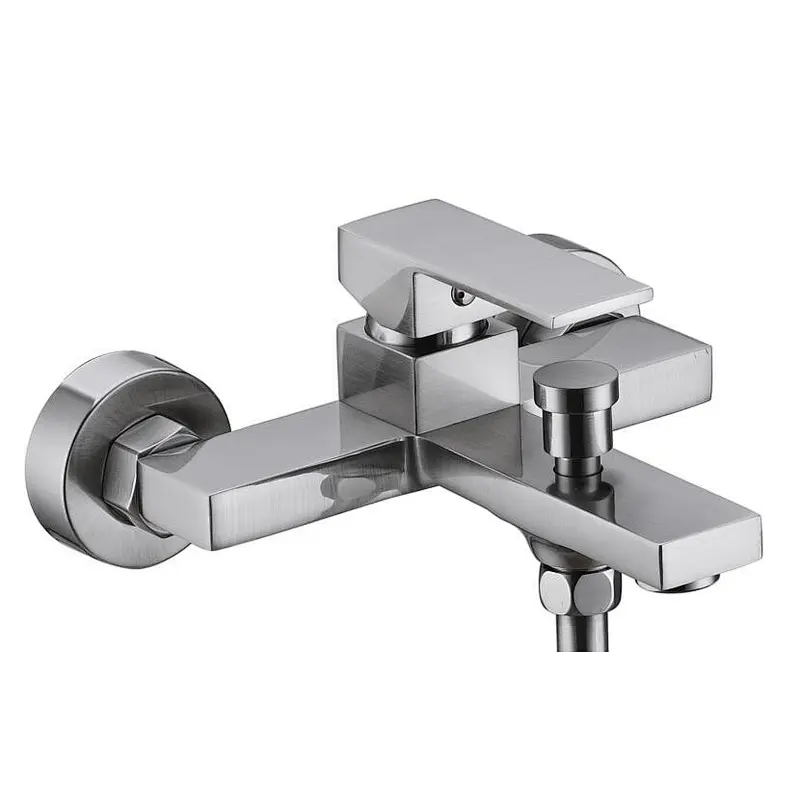 Brass bath mixer（Gun gray)‚wanhai cartridge‚ zinc handle‚w/o shower and hose‚ S/S inside nut+outside nut‚304# S/S Excentric 48g+cover