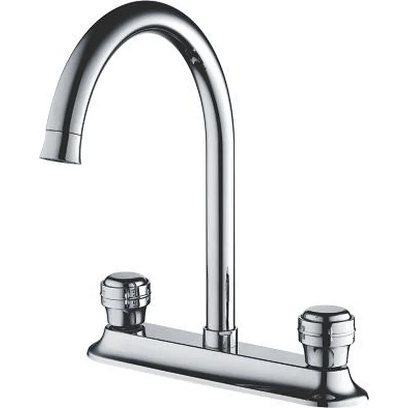 Brass kitchen faucet‚ S/S chrome cover‚ zinc handle‚ brass half turn‚ S/S spout. plastic nut