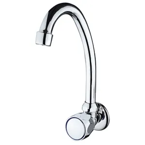 Zinc kitchen tap, brass head valve, 442# Plastic handle, S/S spout 270mm+zinc nut, plastic aerator, S/S flange
