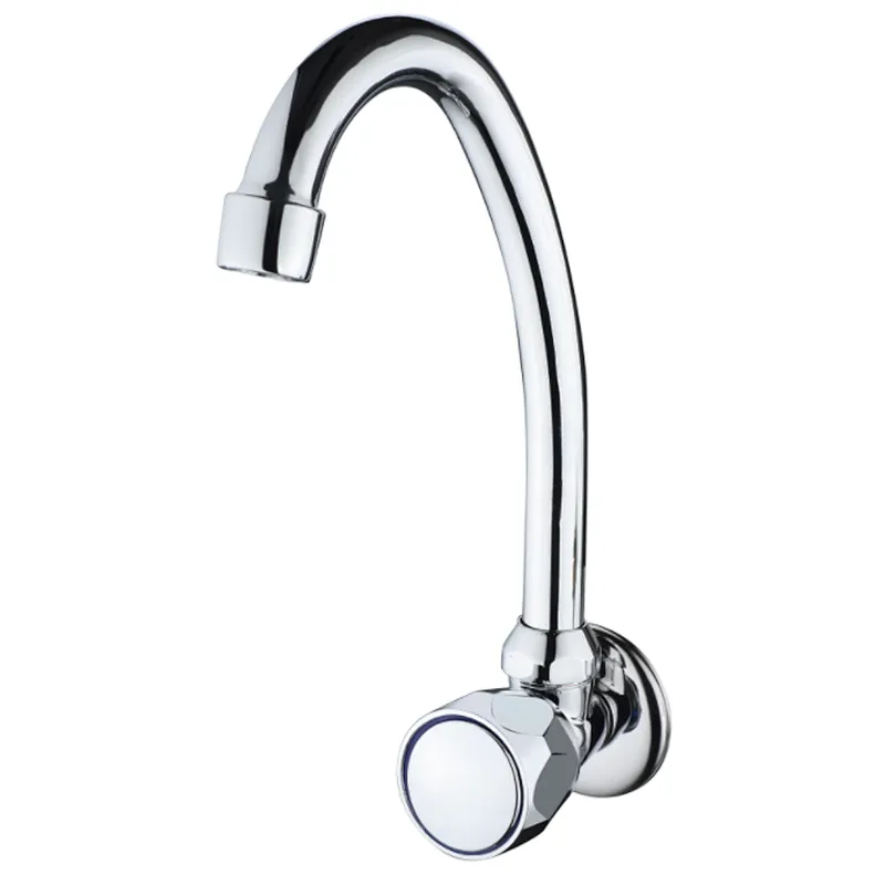 Zinc kitchen tap, brass head valve, 442# Plastic handle, S/S spout 270mm+zinc nut, plastic aerator, S/S flange