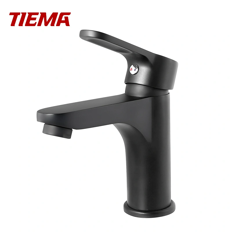 TIEMA Chrome Single Hole Black Bathroom Tap Sets