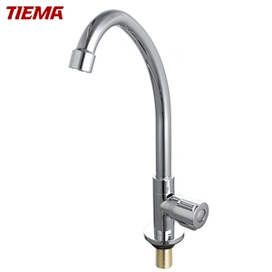 Torneira para pia de cozinha TIEMA Gooseneck cromada com alça única e filtro de água