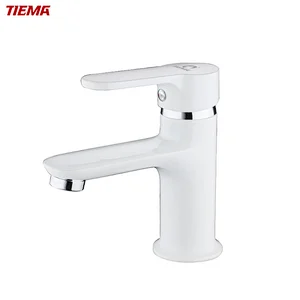 Grifo de lavabo de placa blanca de latón