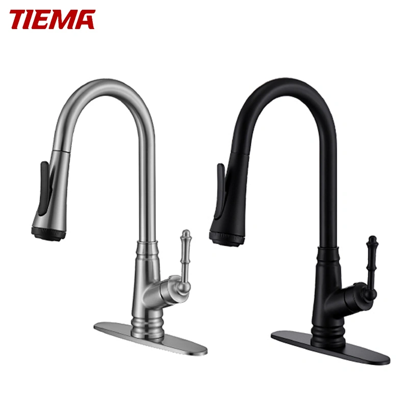 TIema Vòi trộn bồn rửa kéo ra bằng kẽm theo phong cách hiện đại mới có vòi phun