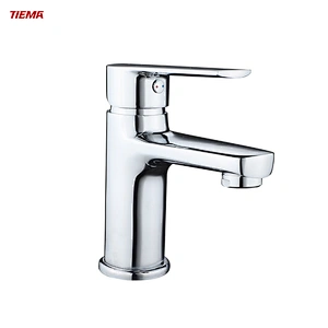 Torneira para pia tipo cascata TIEMA, torneira misturadora de latão cromada para banheiro com furo único